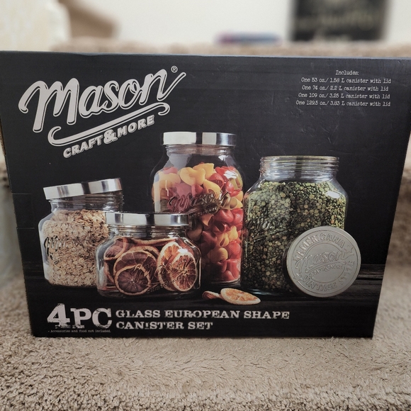 3PC MASON Large HOBNAIL GLASS CANISTER SET or 4pc EUROPEAN STYLE SET - Picture 6 of 11